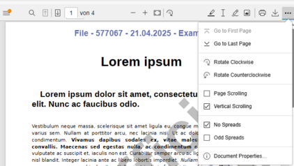 Screensot Nubexx UI5 PDF viewer with all control elements